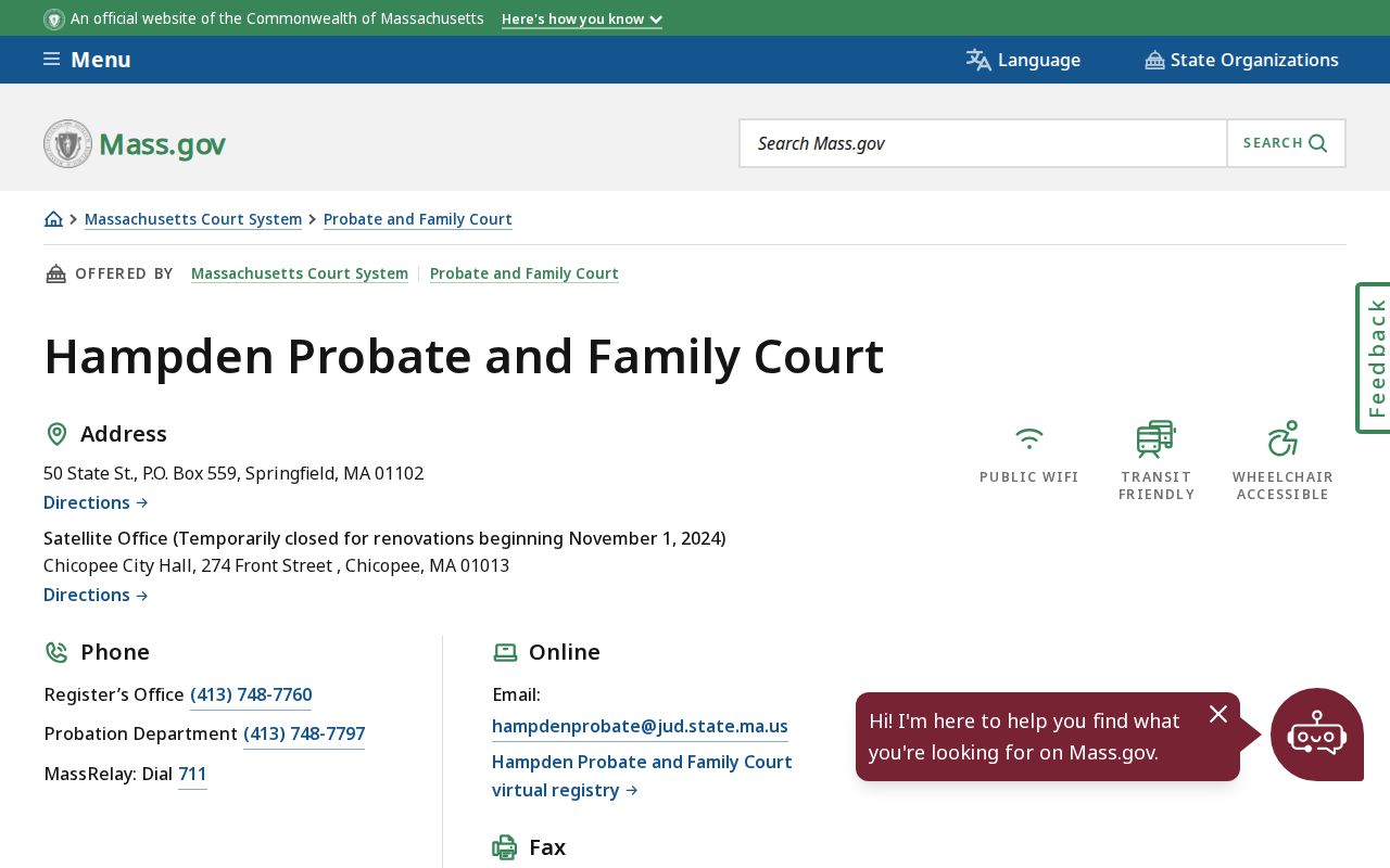 West Springfield resident lookup Hampden Probate and Family Court access route