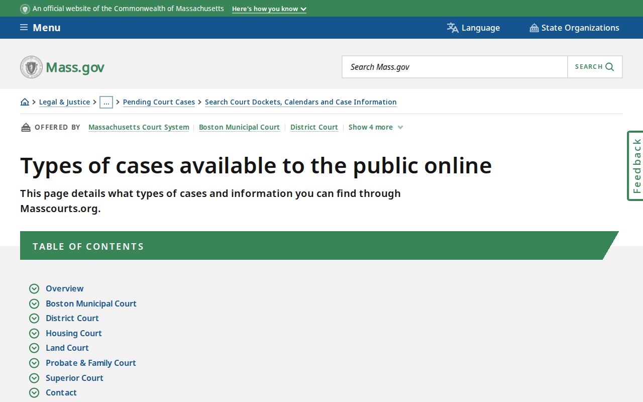 West Springfield resident lookup Massachusetts public court case types