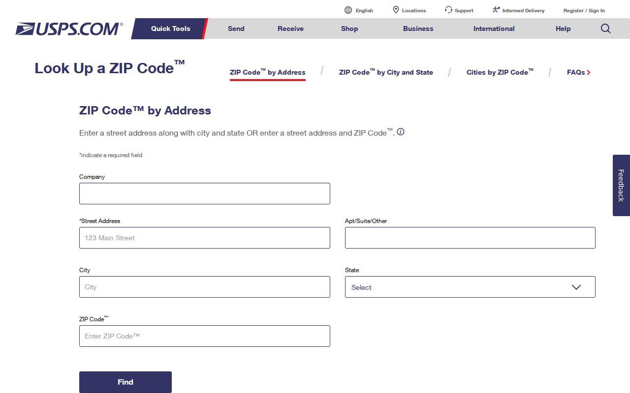 West Springfield ZIP code directory USPS address lookup form