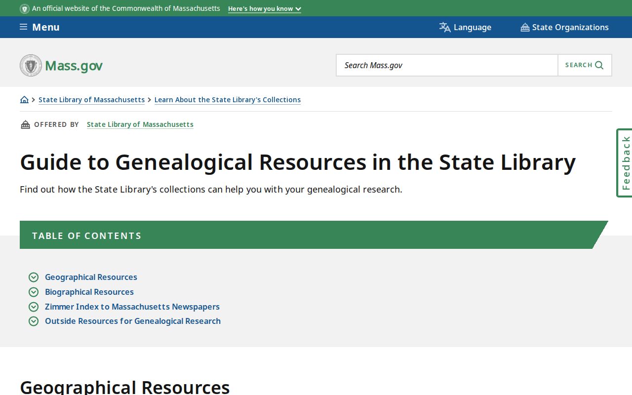 West Springfield city directory research route through the Massachusetts State Library guide