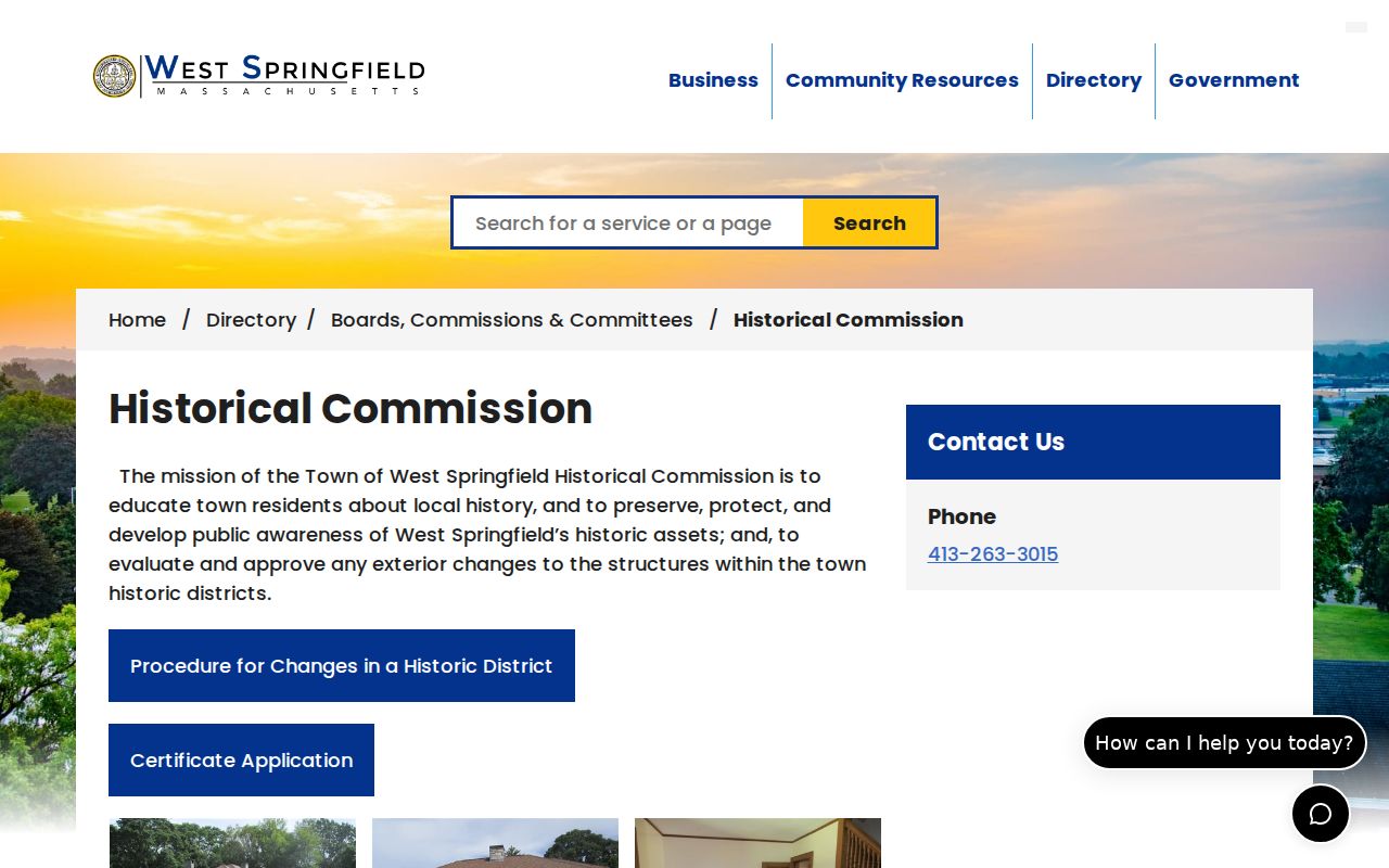 West Springfield neighbors Historical Commission community resource