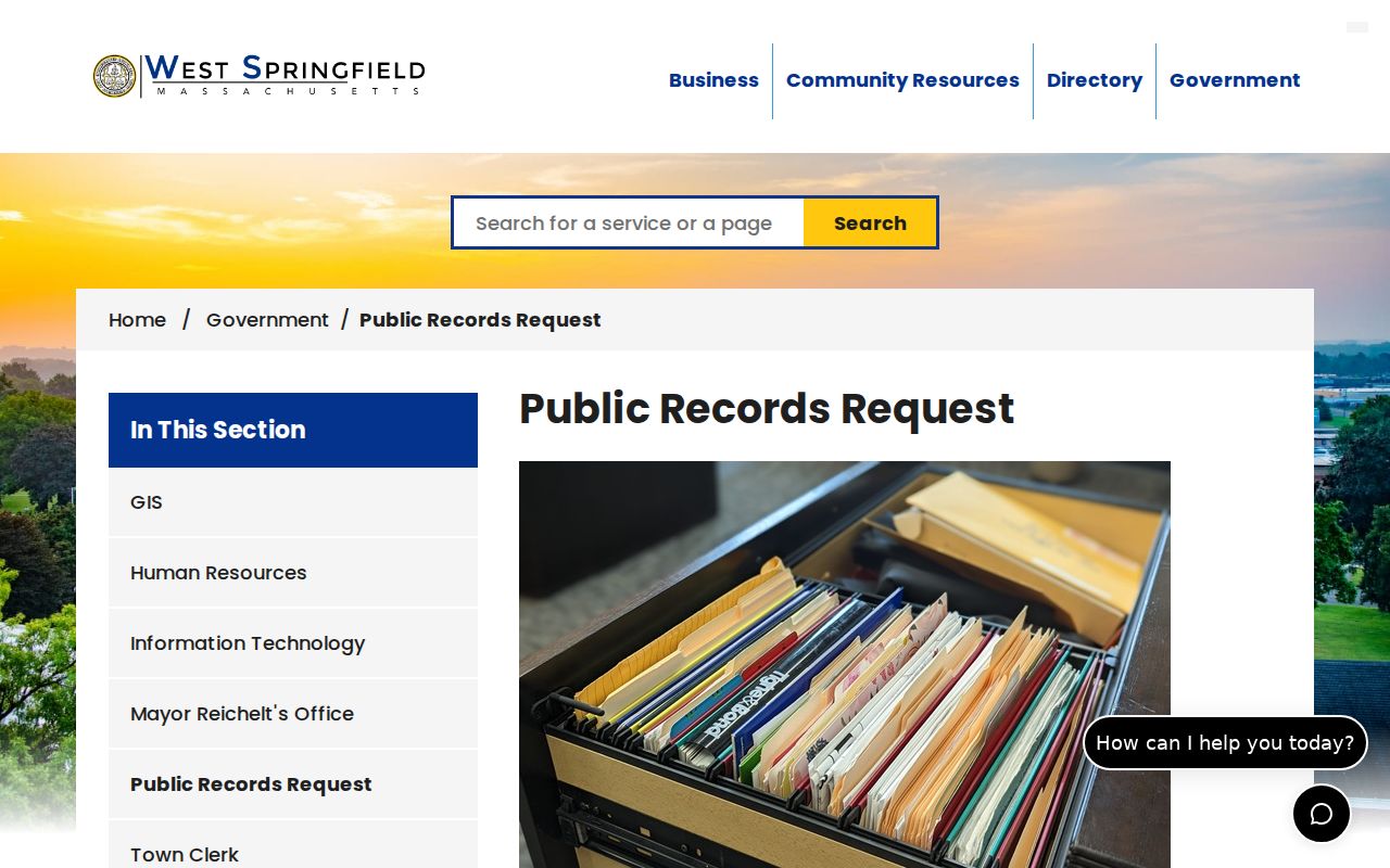 West Springfield residents directory public-records request portal